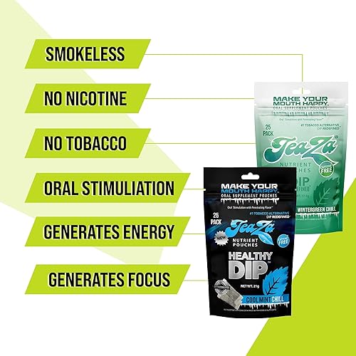 Miniatura 93 de Bolsas de energía TeaZa, salsa sin tabaco ni nicotina - Alternativa de tabaco y salsa energética masticable, inmersión saludable con sabor premium