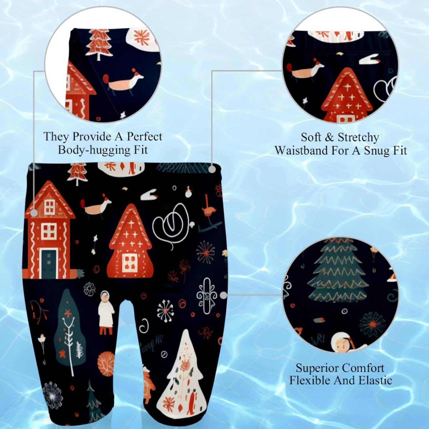 Christmas Elements Jammers for Men, Size S to 3XL Swim Jammer Swimsuit for Practice and Competition Swimming