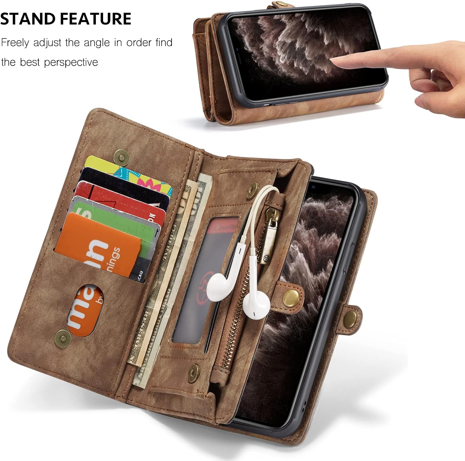 Exclusive Caseme for iPhone 11 Wallet Case,Zipper Detachable Magnetic 11 Card Slots Phone Wallet Case Purse for iPhone 11 Case Men/Women 6.1-inches (Brown) Flash Sale Buy 1 get 1 Caseme for iPhone 11 Wallet Case,Zipper Detachable Magnetic 11 Card Slots Phone Wallet Case Purse for iPhone 11 Case Men/Women 6.1-inches (Brown)