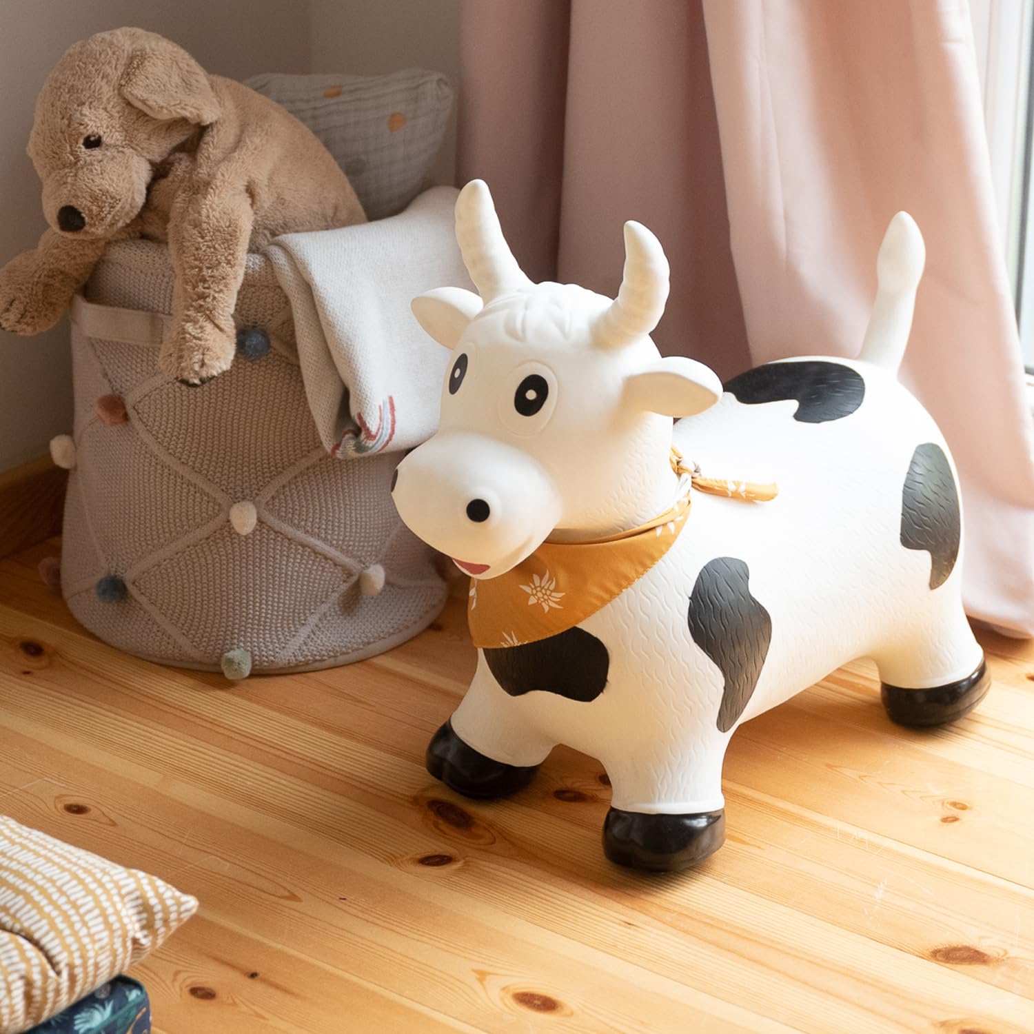 Kindsgut Animal para Saltar, Animal de Salto, Saltar, Vaca, brincar, para Bebes & niño pequeño, Inflable, con inflador, Unisex