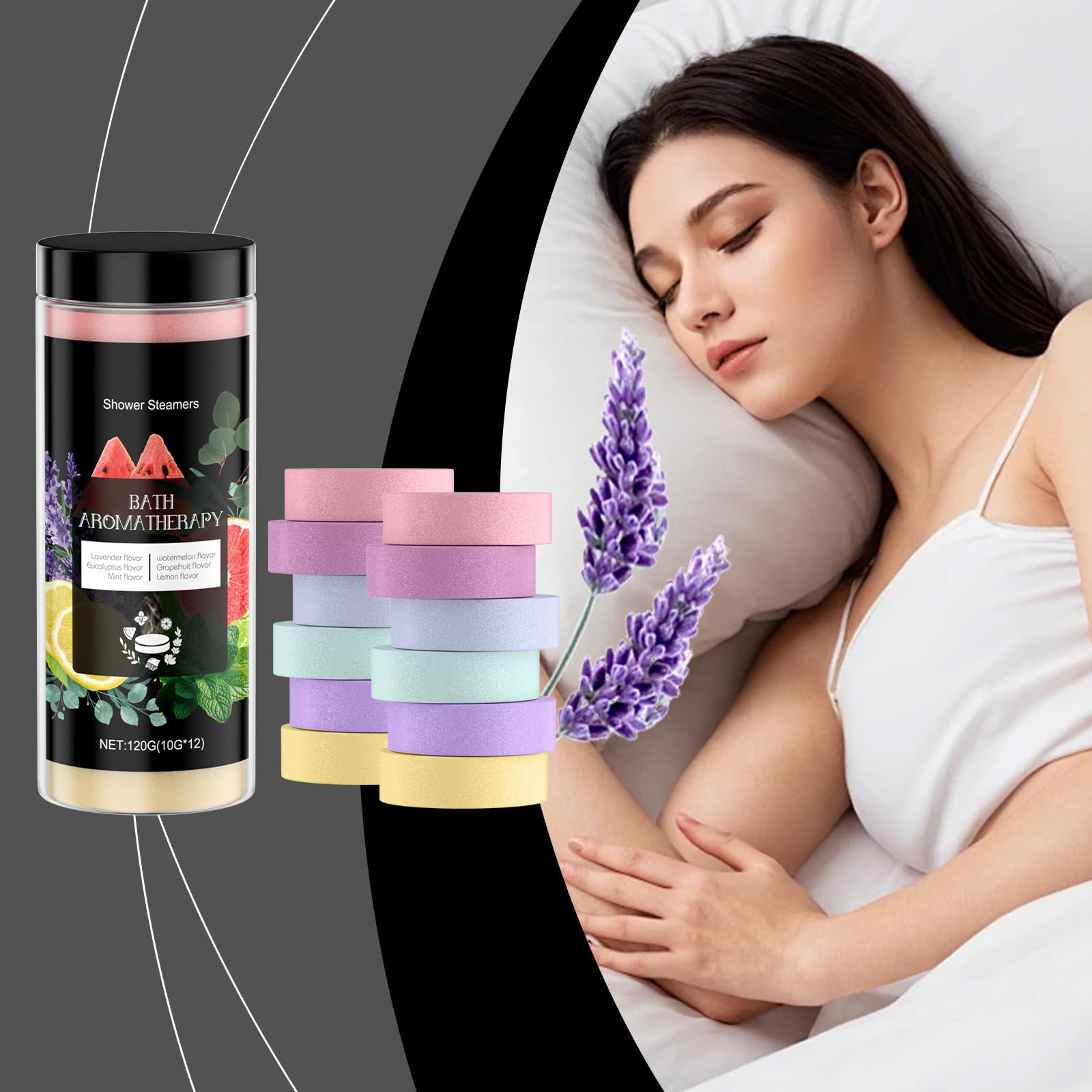 Aromatherapie Dusch-Tabletten 12 Stück – Erfrischendes Eukalyptus & Minze Duftbad, Entspannende Selbstpflege, Bio ätherische öle, Badebomben Für Wellness & Relax Shower Sheet