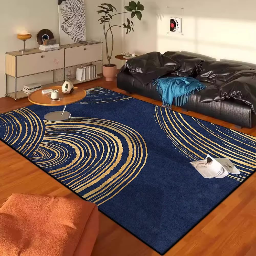Tapis bleu moderne de style nordique pour salon chaleureux