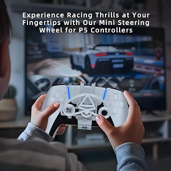 TXW Mini Racing Steering Wheel for PS5 Game Controller,Black