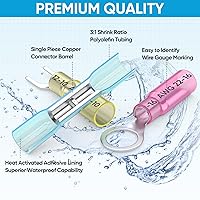 Vista 5 de TICONN 460 conectores de alambre termorretráctiles, kit de terminales eléctricos marinos automotrices impermeables, surtido de conectores