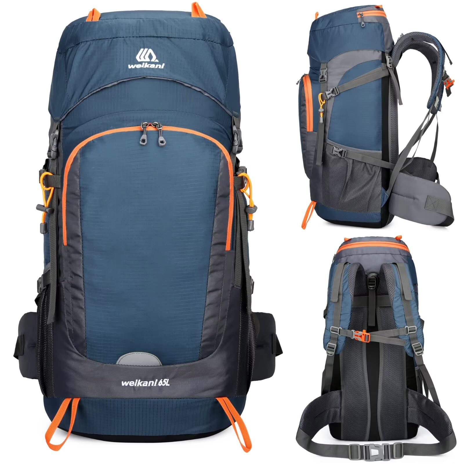 65L Wanderrucksack mit Regenschutz, leicht, Camping, Tagesrucksack, großer Trekkingrucksack für Damen und Herren, wasserdichter Rucksack für Outdoor, Reisen, Wandern, Trekking, Camping, Sport