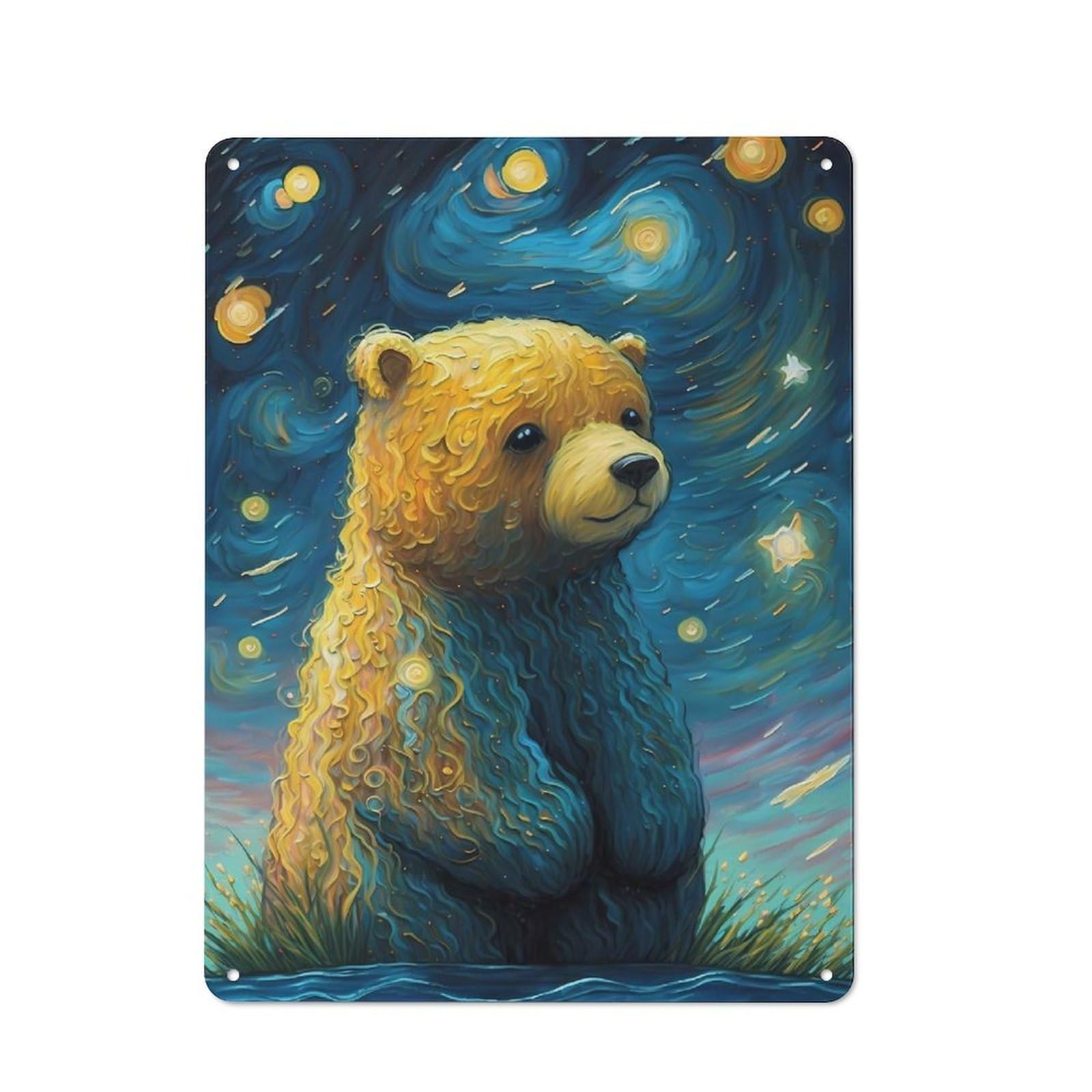 Junmoney Bear Imaginary Retro Metal Plaque 40X30cm For Dining Room Or Kitchen, For Home Interiors, Feature Walls And Decorative Displays
