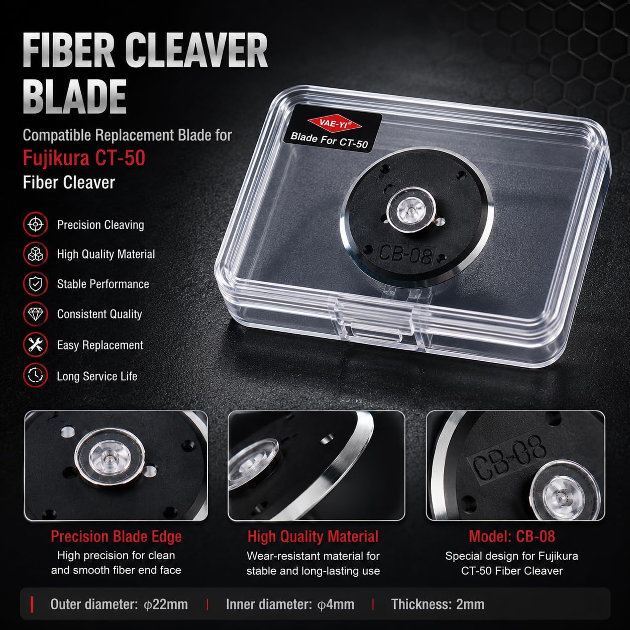Replacement Cleaving Blade For CT-50 Fiber Cleaver, 52,000 CLEAVES,Tungsten Steel