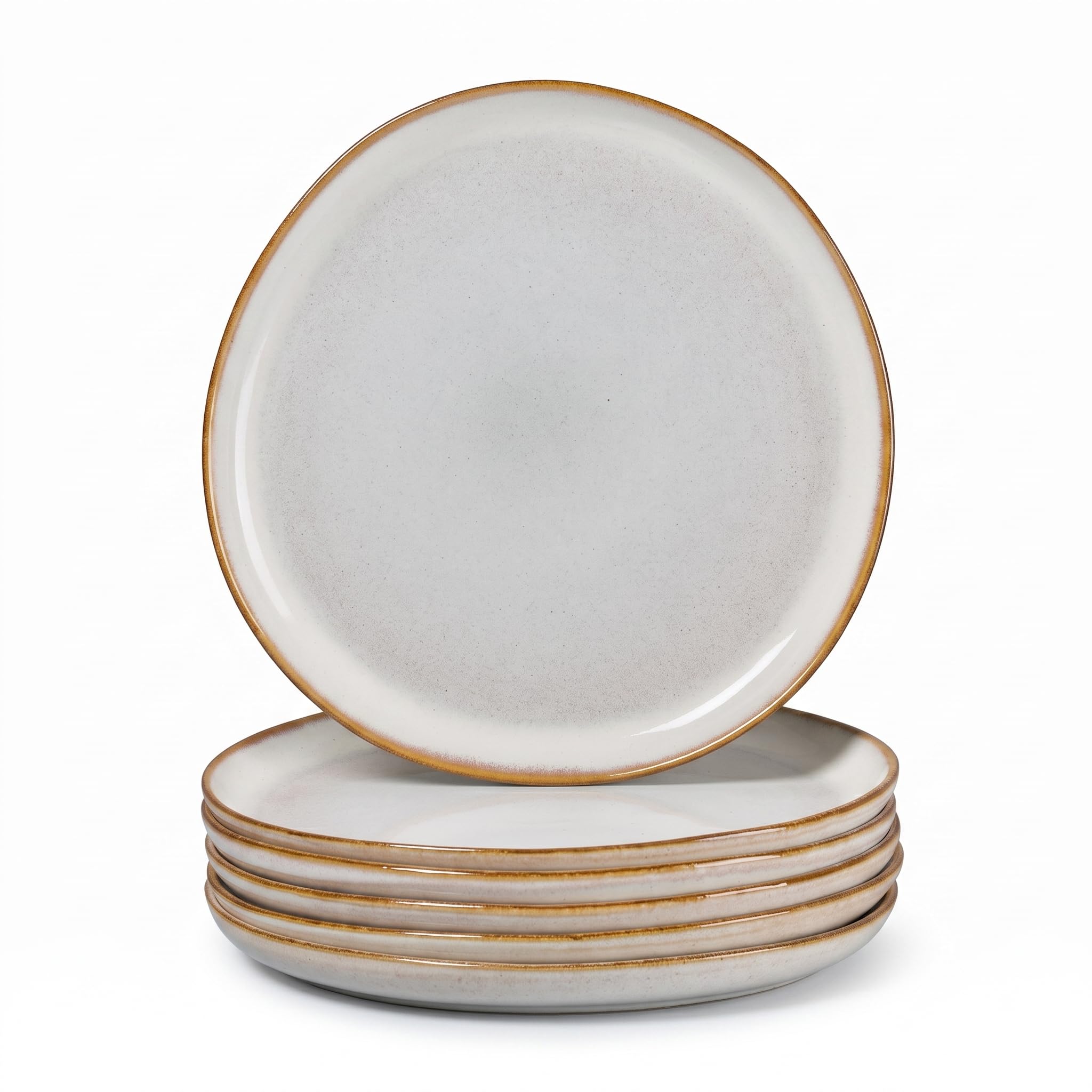 Joyfair Irregular Stoneware Dinner Plates Set of 6, Gilded Alabaster White