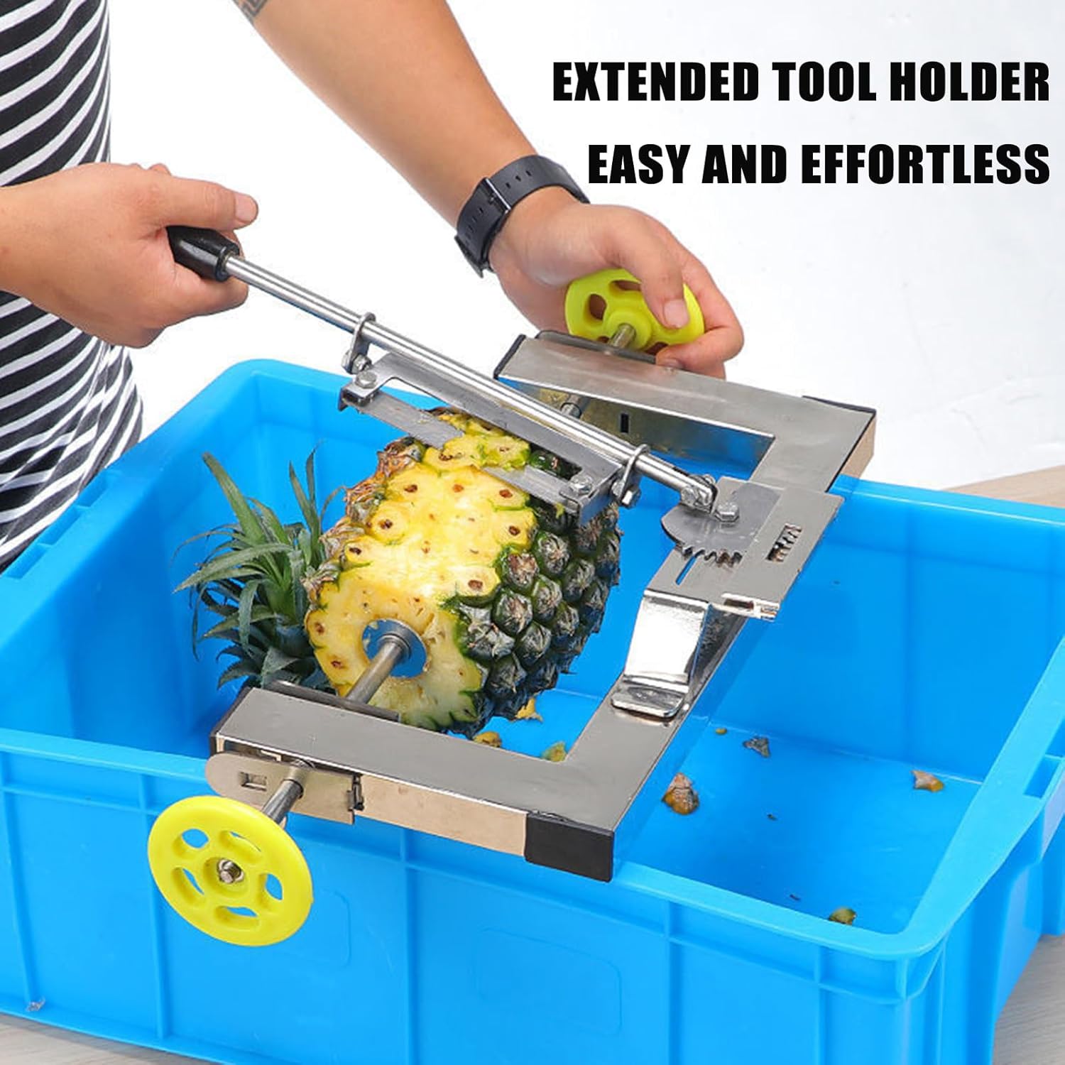 Dedicated Pineapple Peeling Machine, Commercial Pineapple Cutter Peeler Corer Slicer Tool, Adjustable Width 30~37cm, Special Peeling Artifact, for Home, Restaurant, Bar, Supermarket