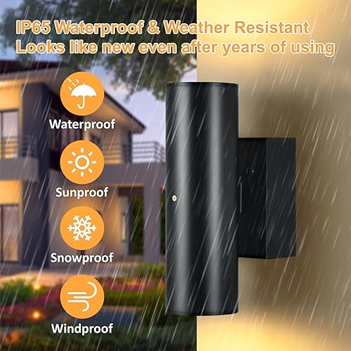 Miniatura 2 de TPSHPTS Luz exterior del atardecer al amanecer con tomacorriente, luz de porche con salida GFCI, lámpara de pared exterior impermeable Cyliner para