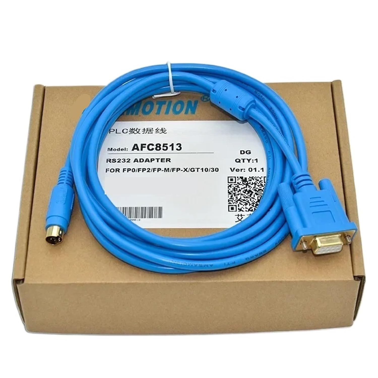 AFC8513 Suitable FP0 FP2 FP-M FP-X FP-E FP-G Series Programming Cable Support WIN7/XP(Blue-Magnetic Ring,5m)