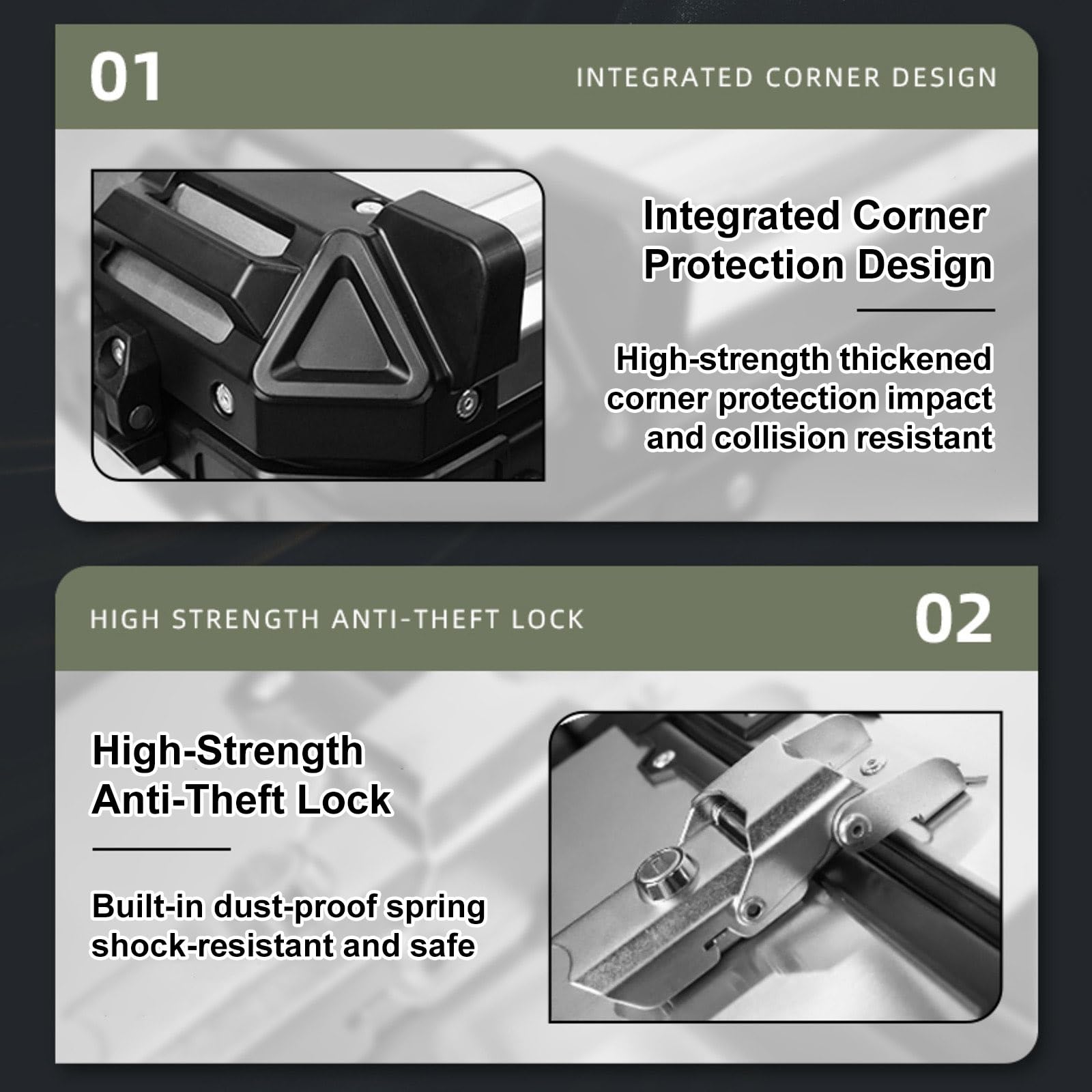 Aluminiowy Bagażnik Motocyklowy 40/45/55L Górny Bagażnik Motocyklowy Z Uniwersalnym Uchwytem Wodoodporny I Odporny Na Rdzę Bagażnik Na Motocyklowy Z Zamkiem Zabezpieczającym Kompletne Akcesoria(Black,