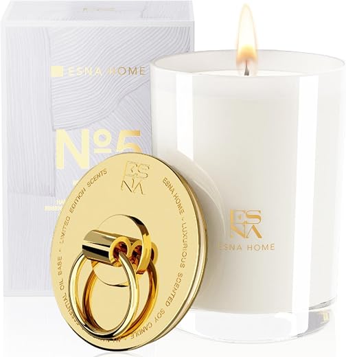 ESNA HOME Luxury Scented Aromatherapy Candle - White Tea, Lily of the Valley, Bamboo - 8.8oz - Hand Poured Vegan Soy Wax f...