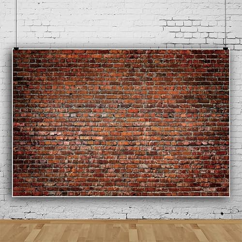 Miniatura 4 de Telón de fondo de fotografía de pared de ladrillo rojo de 10 x 8 pies, telón de fondo vintage de pared de ladrillo para fotos de cumpleaños, telón