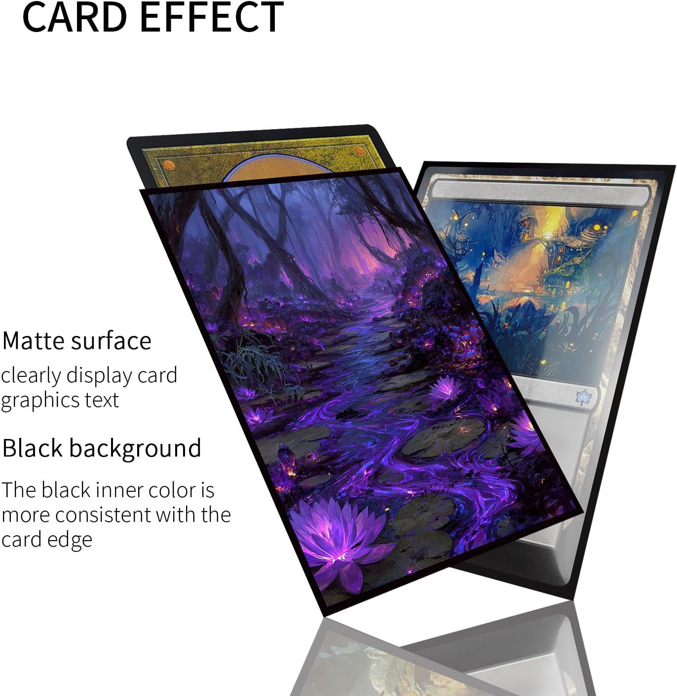 Card Sleeves for (MTG) - 100 Full Art Panoramic Lands,MTG lorwyn Premium Matte, 5 Color Landscape Art (Black)