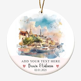 Personalized Bangkok-Thailand Ornament – Custom Couple's Names & Date – Thailand Travel Souvenir Keepsake – Wedding Gift – Christmas Decoration Juq75V