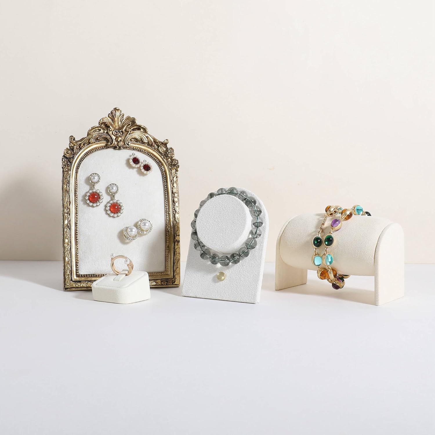 Beige Bracelet Display Holder for boutique store, Suede Jewelry Bangle Display Stand for Boutiques & Home, Velvet Jewelry Storage organizer for selling【Beige】 - Image 7