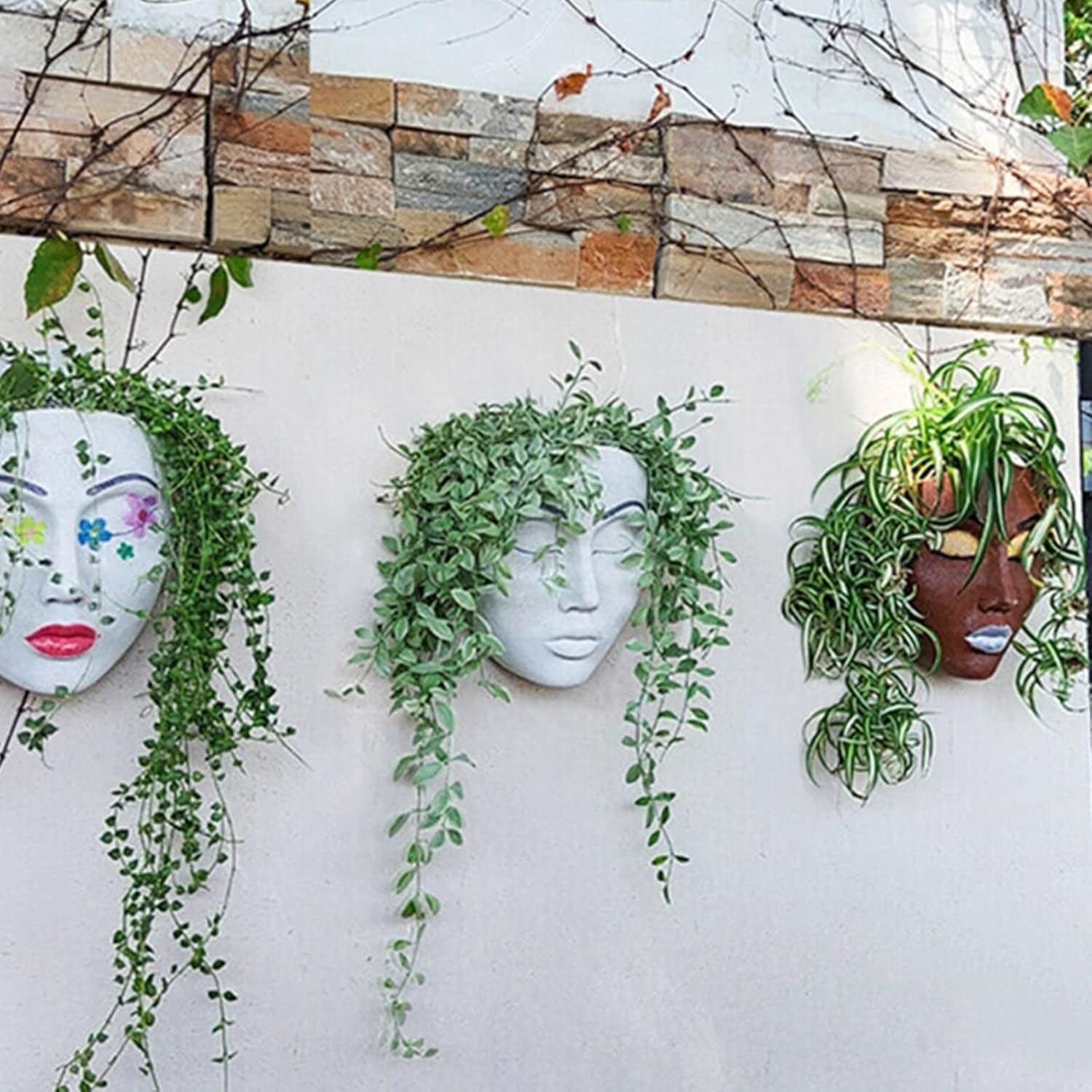 Wall Planter for Indoor Outdoor Plants, Face Planter Hanging Plant Pot for Home Decor, Modern Face Vase Face Flower Pot Planter Gifts for Plant Lovers (B)