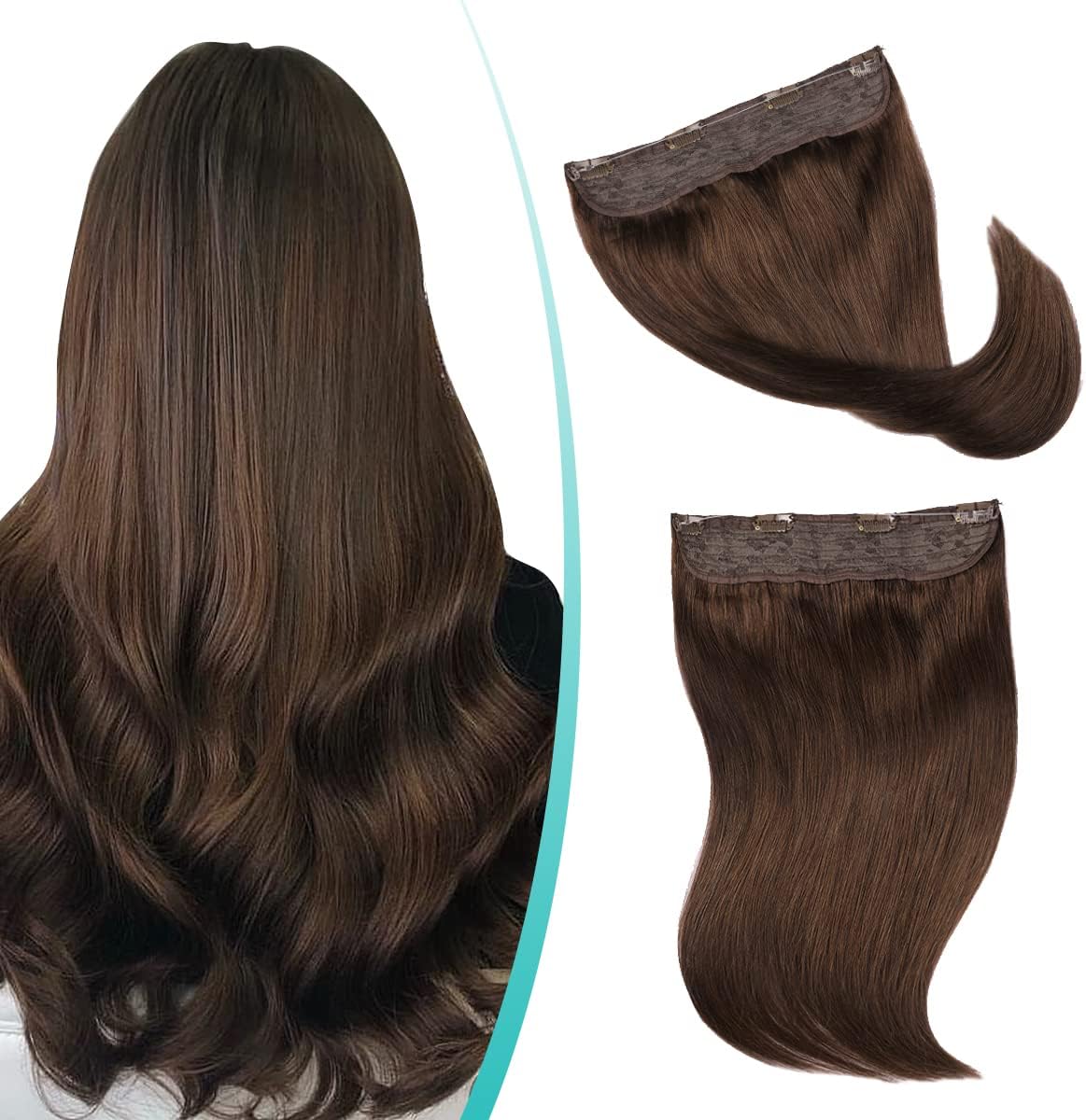 SURNEL Wire Hair Extension Human Hair Invisible Fish Wire Extensions 18