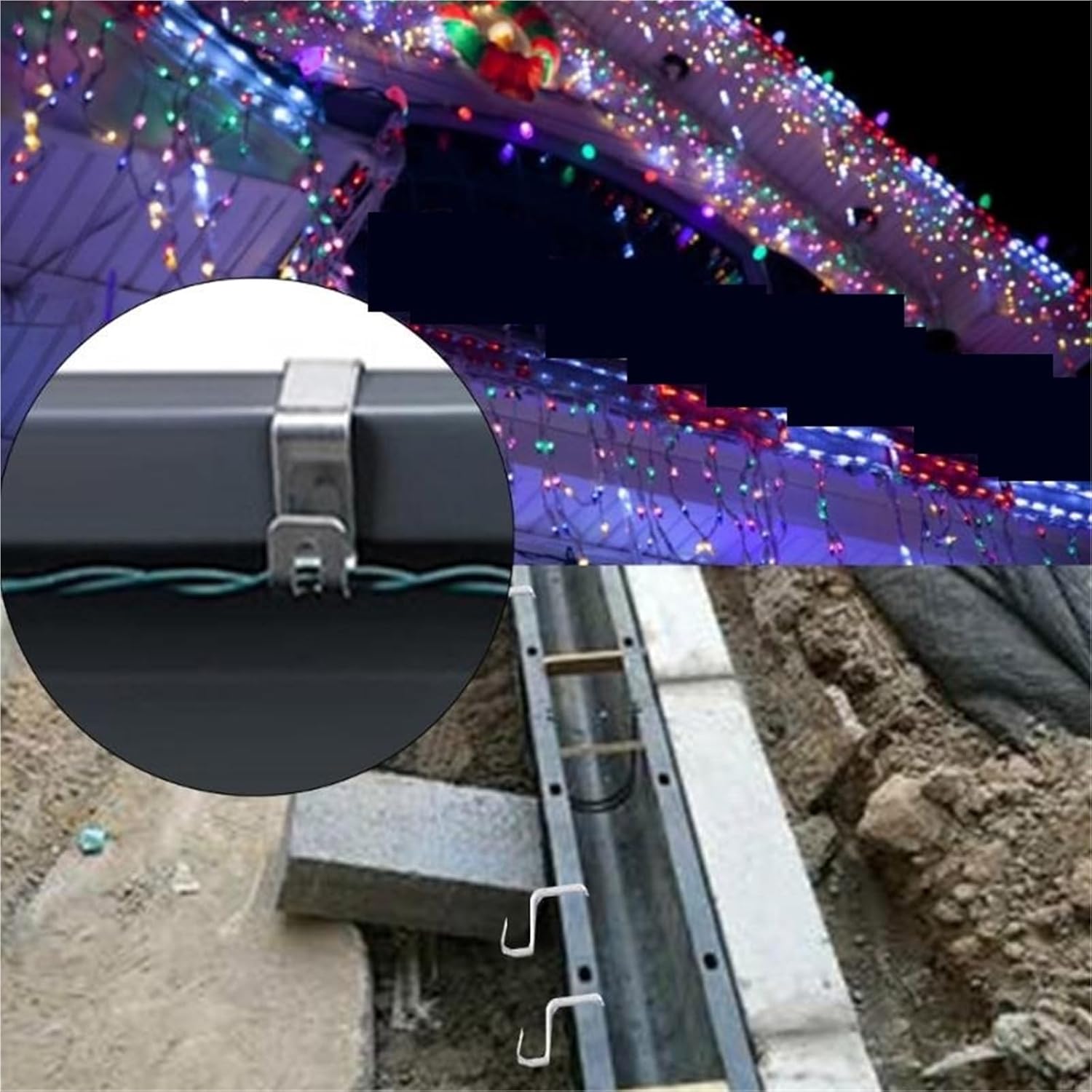 Gutter Light Hook 100pcs Aluminium Materials Hook for Decorations on Gutters and Roof Edges