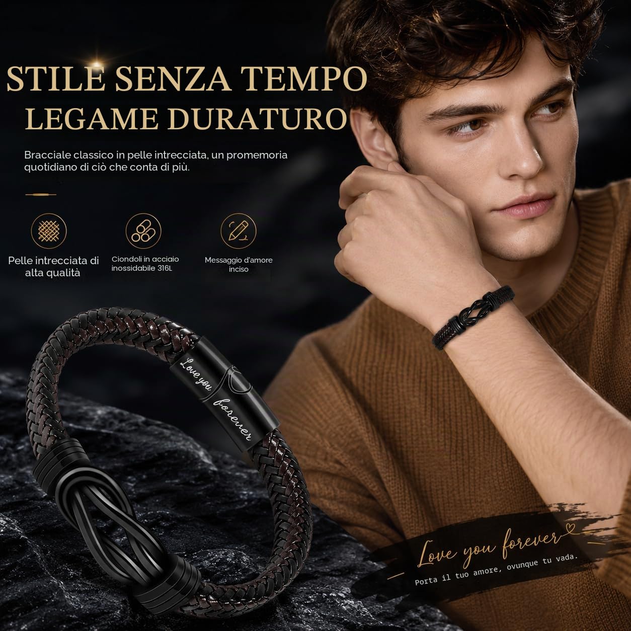 Set Regalo da Uomo Orologio da Polso Cintura Portachiavi Occhiali da Sole Regalo da Uomo Festa Del Papà Regalo di San Valentino matrimonio Natale Fidanzato Set Regalo(SetC)