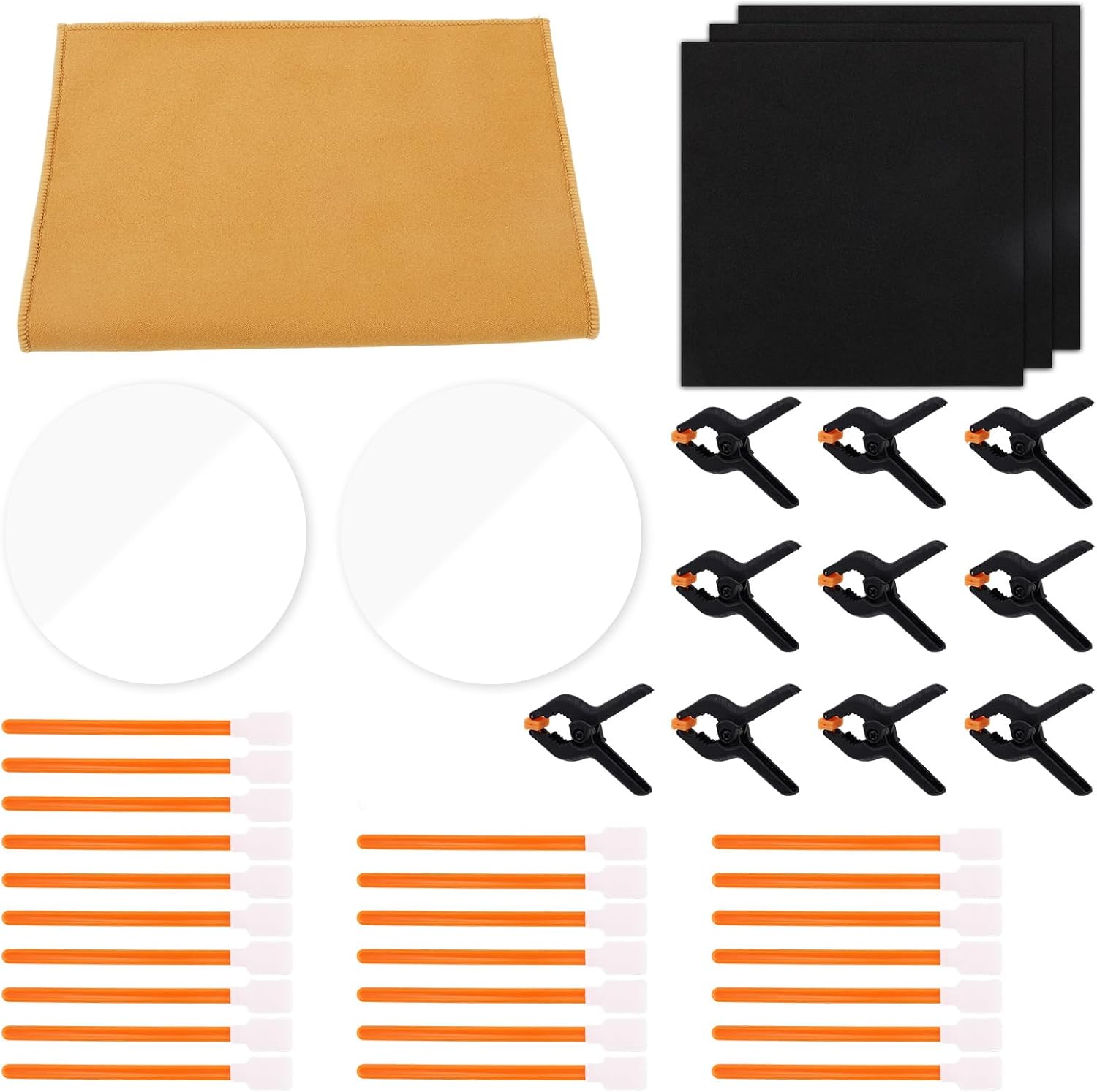Fukaisu 66pcs Trading Card Care Kit, Sports Card Care Tool Kit Include 10 Nylon Clips 2 Round Acrylic Sheet 3 Gaskets 1 Chamois Towel 50 Square Cotton Swabs