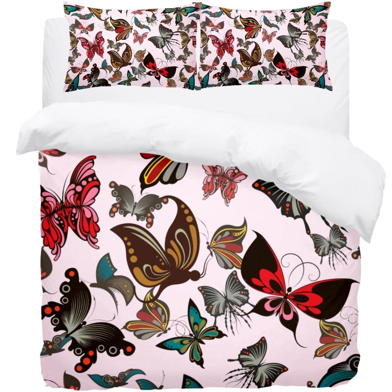 Housse de couette douce rose à motif papillons pour un confort thermique et sommeil réparateur