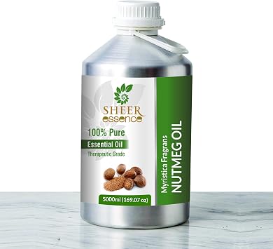 Nutmeg Oil 100% Pure Undiluted Natural Uncut Therapeutic Grade Steam Distilled Essential Oils for Skin, Hair and Aromatherapy 5000ML