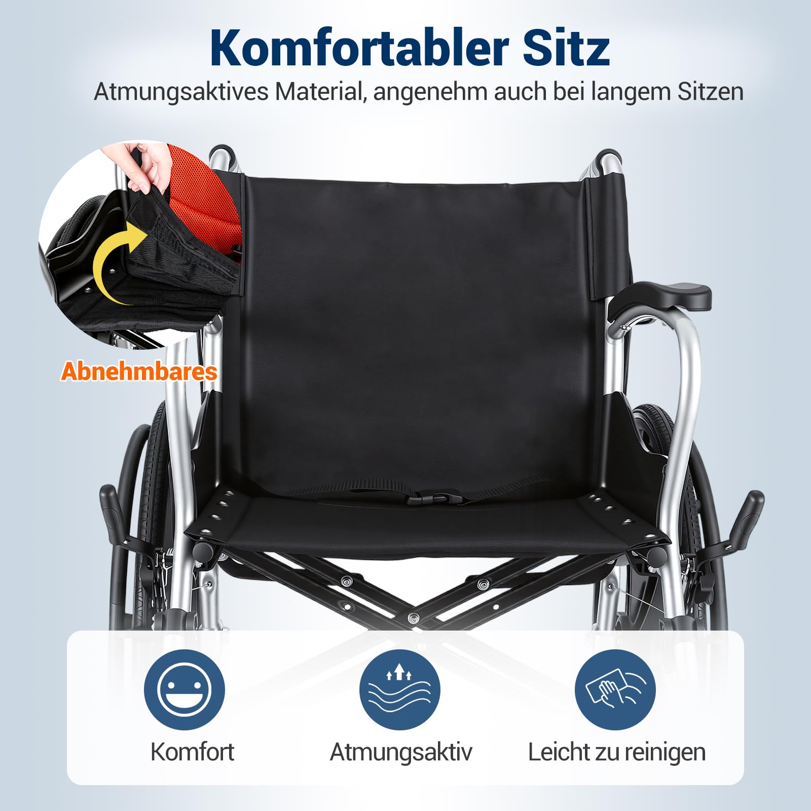 Care-parents Silla de ruedas plegable de aluminio ligera (11 kg) – Silla de viaje autopropulsada con 45 cm de ancho – Silla de ruedas compacta con freno de mano y neumáticos a prueba de pinchazos