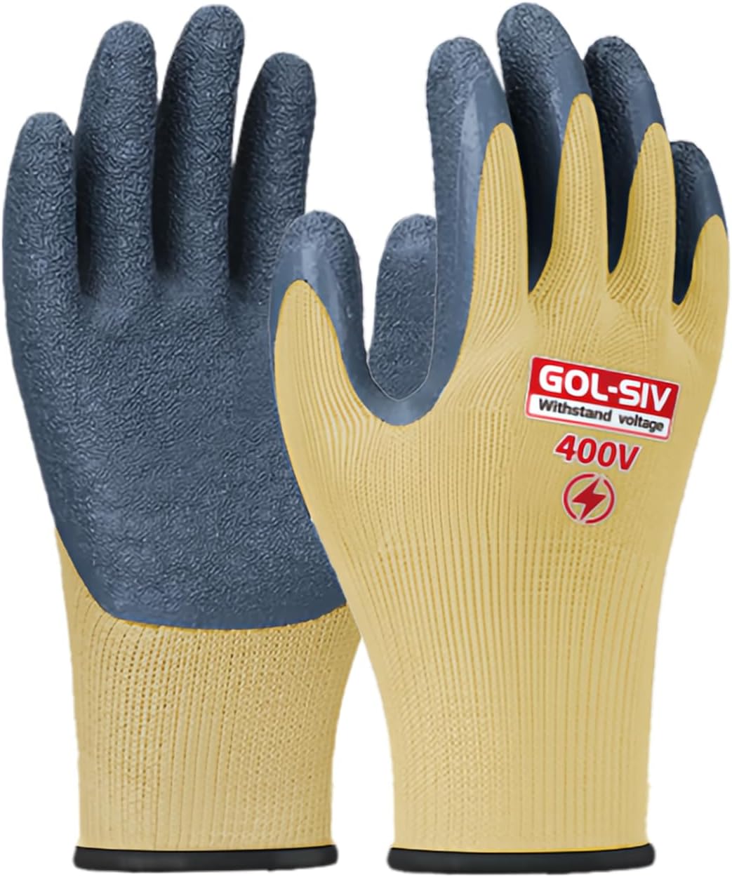 Insulated Electrician Gloves 400V High Voltage Electrical Gloves,Rubber Safety Work Gloves,Non Slip,Non Electric Shock (Large)