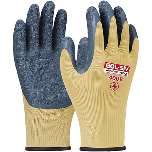 Insulated Electrician Gloves,400V Low Voltage Electrical Gloves For Men,Rubber Safety Work Gloves,Non Slip (Large)