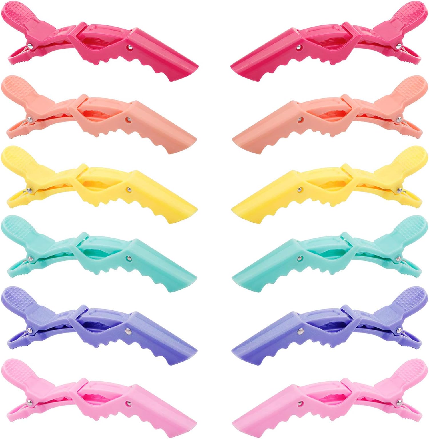 GLAMFIELDS 12 pcs Alligator Hair Clips for Styling Sectioning, Non-slip Grip Clips for Hair Cutting, Durable Women Professional Plastic Salon Hairclip with Wide Teeth & Double-Hinged Design