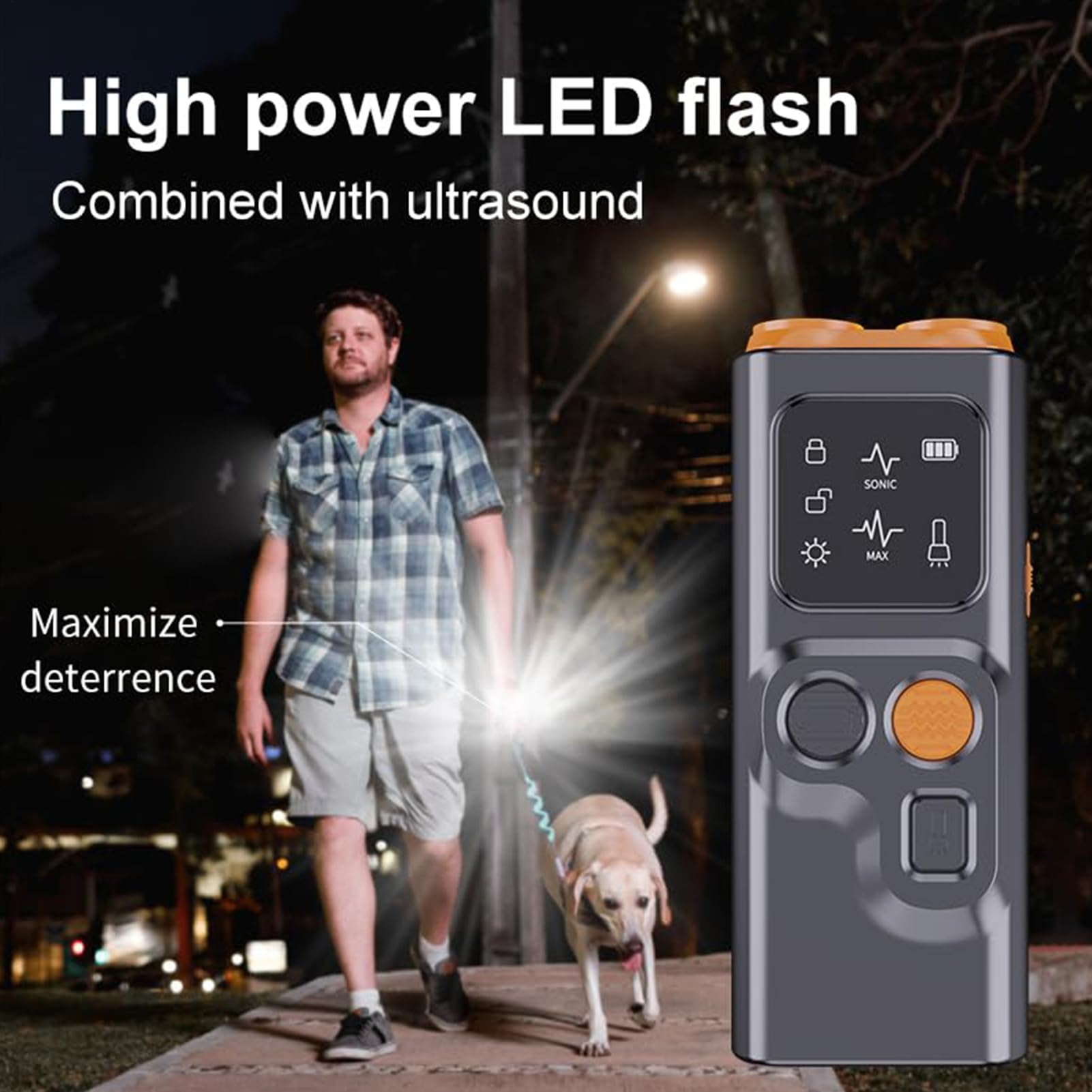 Dispositivo Anti-Abbaio per Cani | Dispositivo di Addestramento Ricaricabile con Display HD e Torcia LED, Ferma i Cattivi Comportamenti senza Urlare o Colpire