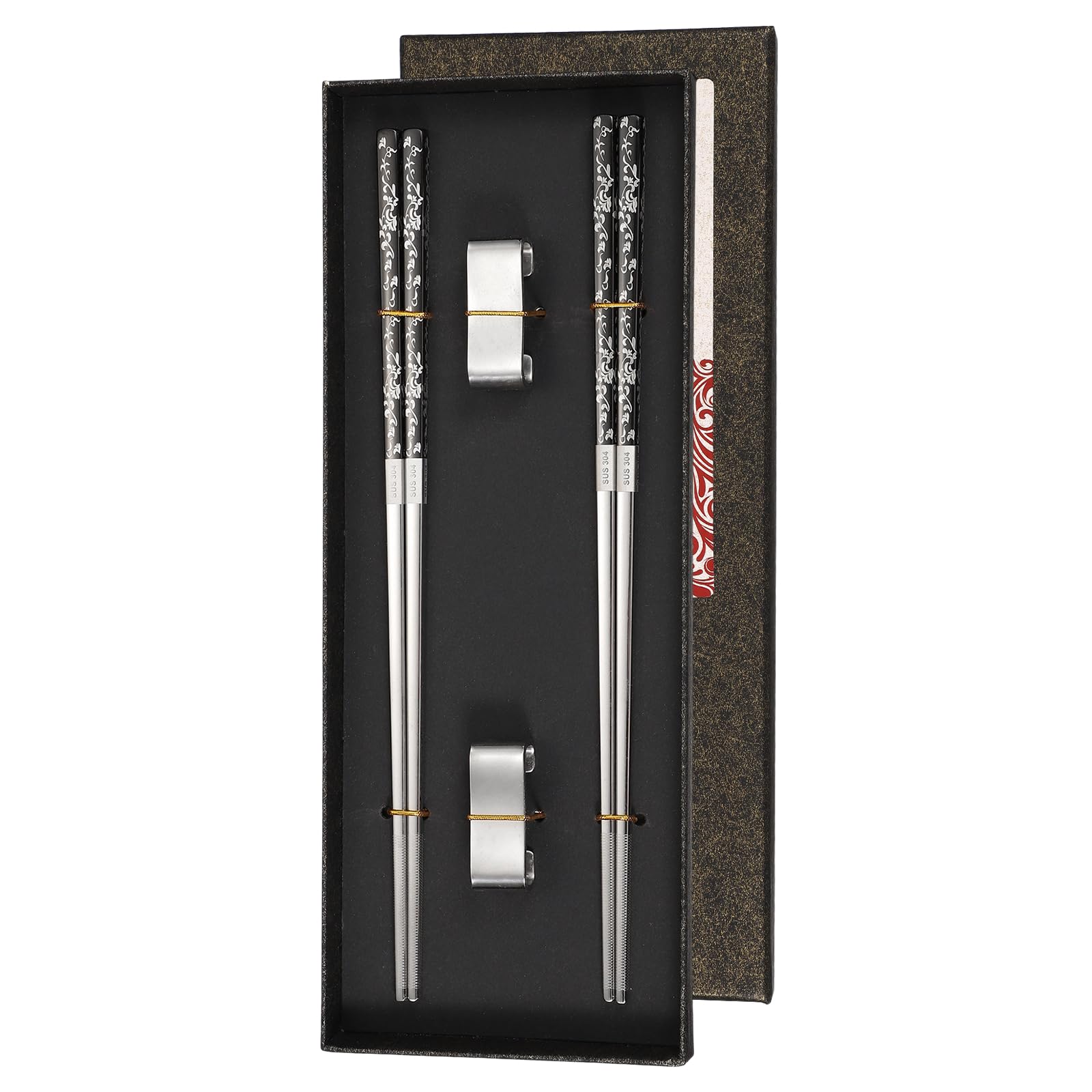 Baguettes carrées en acier inoxydable 23,5 cm sourcing map avec supports lot de 2 paires