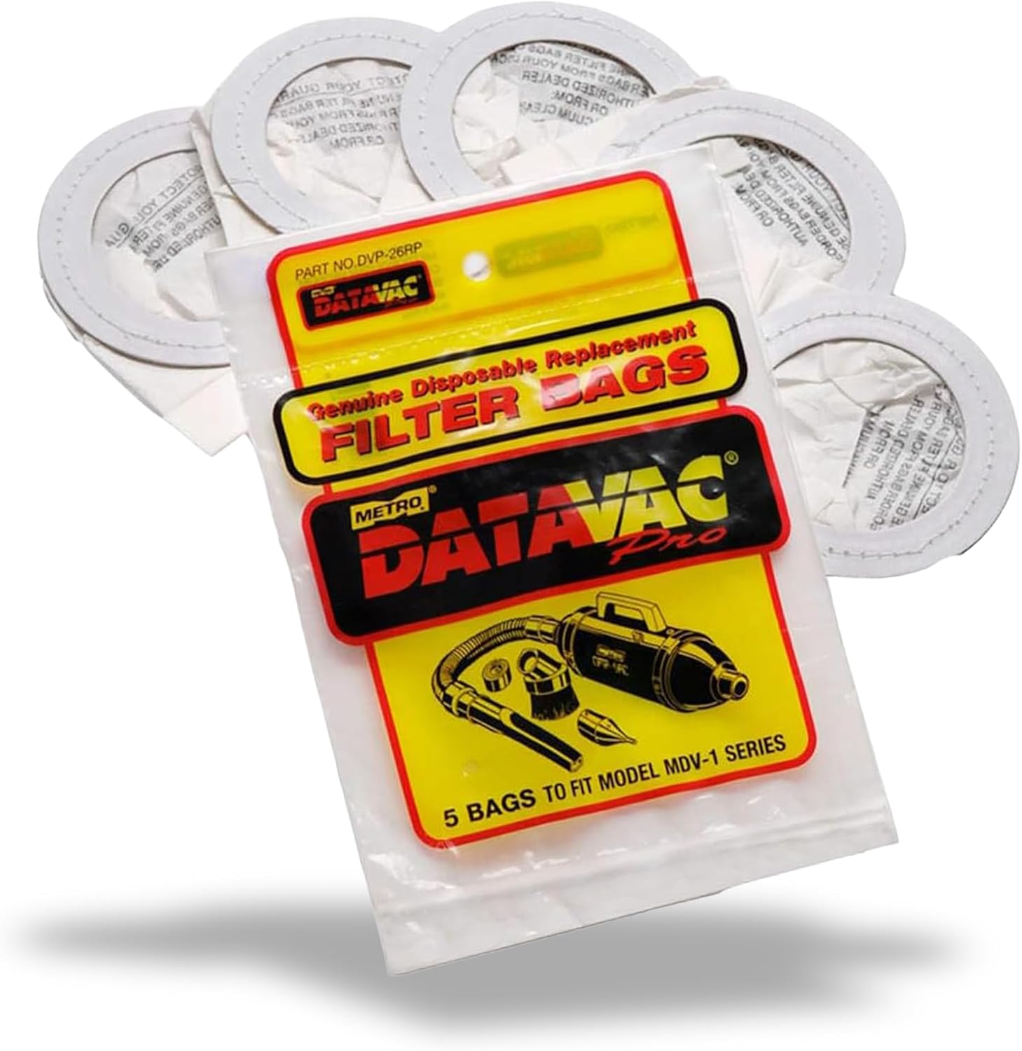 MetroVac DV-5PBA Disposable Bags w/Adaptor Tube - Replacement Bag for DV3, VNB - Long-Lasting, Convenient & Sanitary Vacuum Cleaner Dust Bag