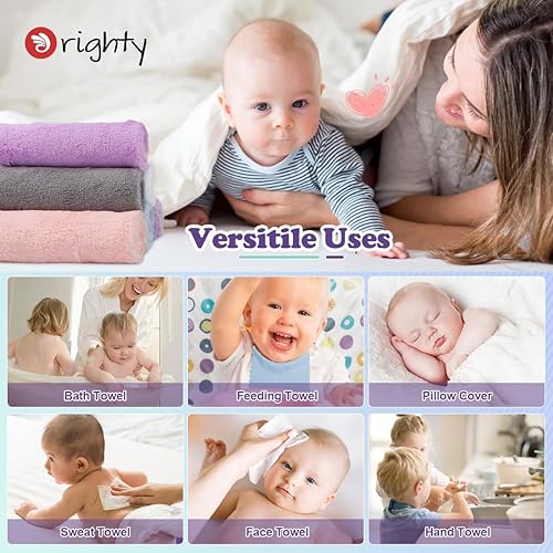 Miniatura 10 de Orighty Paquete de 6 paños para bebé, franela ultra suave para piel delicada, paños de lavado de bebé para recién nacidos y bebés, toallas de baño