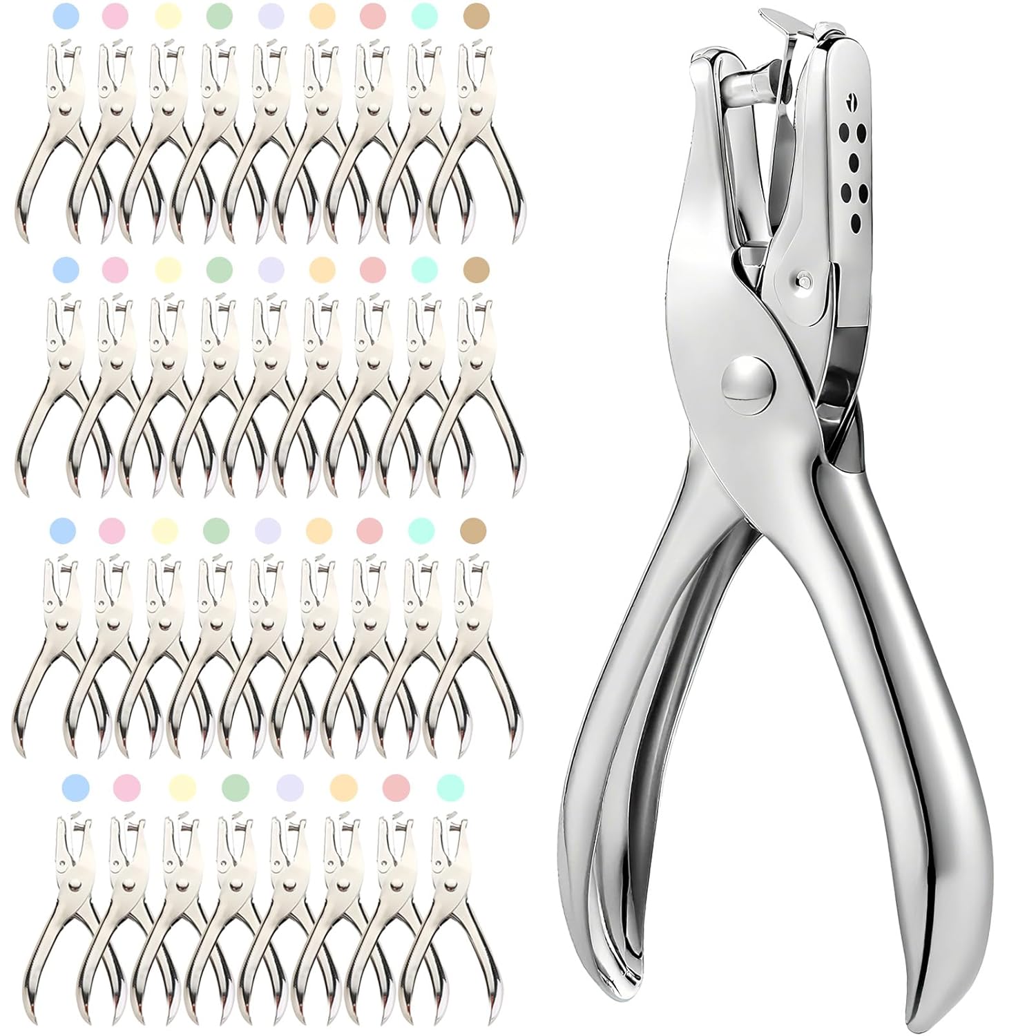 36 Pack 1/4 Inch Single Hole Punch - Metal 5 Sheet Capacity Handheld Puncher for Greeting Cards, Notebooks, Scrapbooking (Silver)