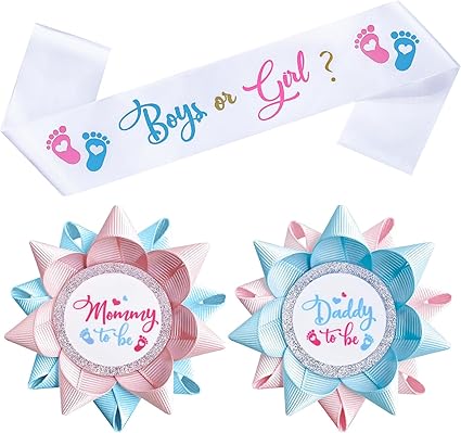 Mom to Be Pin Baby Shower Dad to Be Pin Boy or Gril Sash for Gender Reveals Party Mom to Be Sash Baby Shower Party Favors Decorations for Girls Pregnancy Photo Props Keepsake Gifts