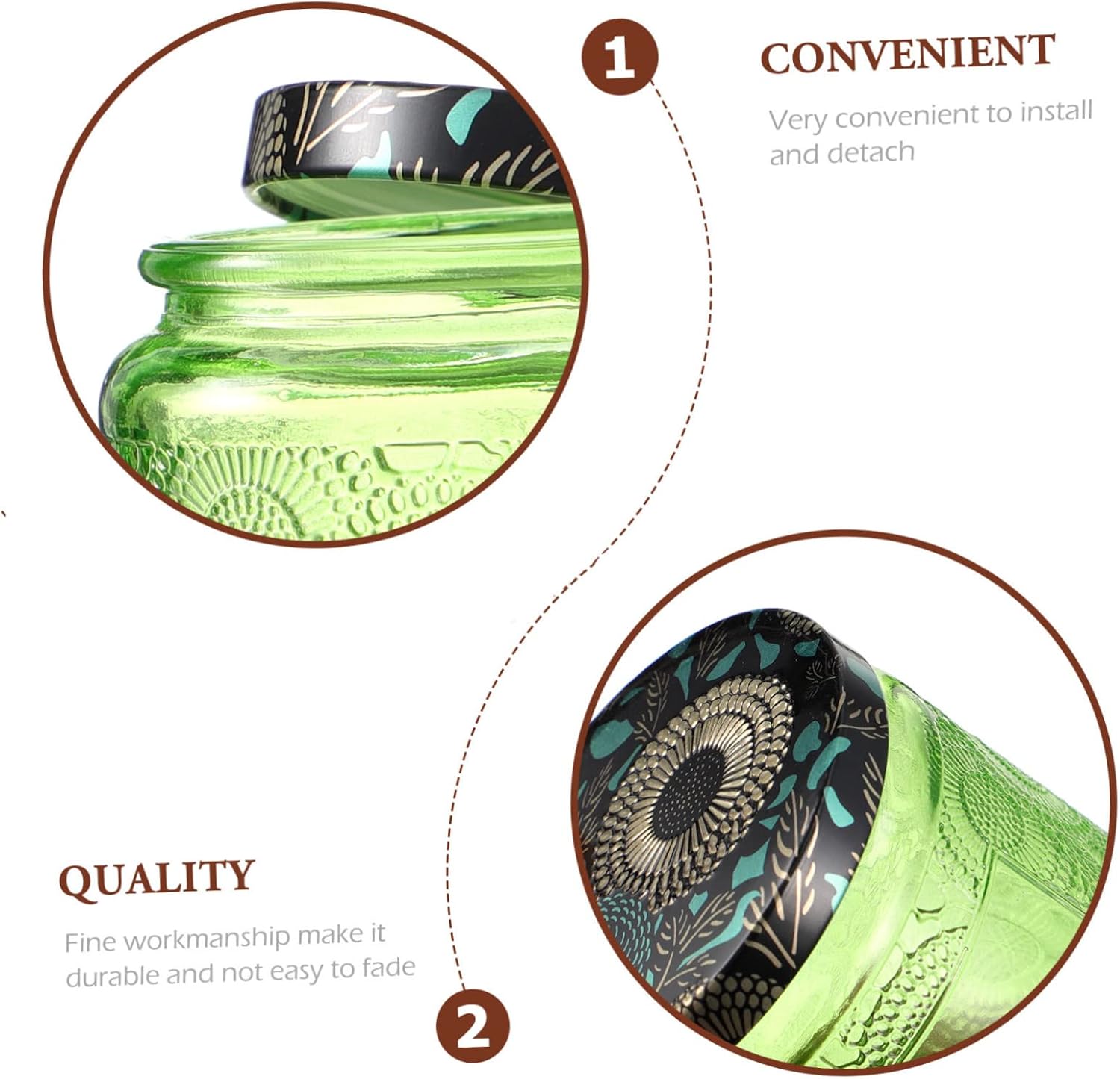 Housoutil 6pcs Unique Embossed Glass Candle Jars Wide Mouth Mason Jars for DIY Candles Craft Storage Classification Label