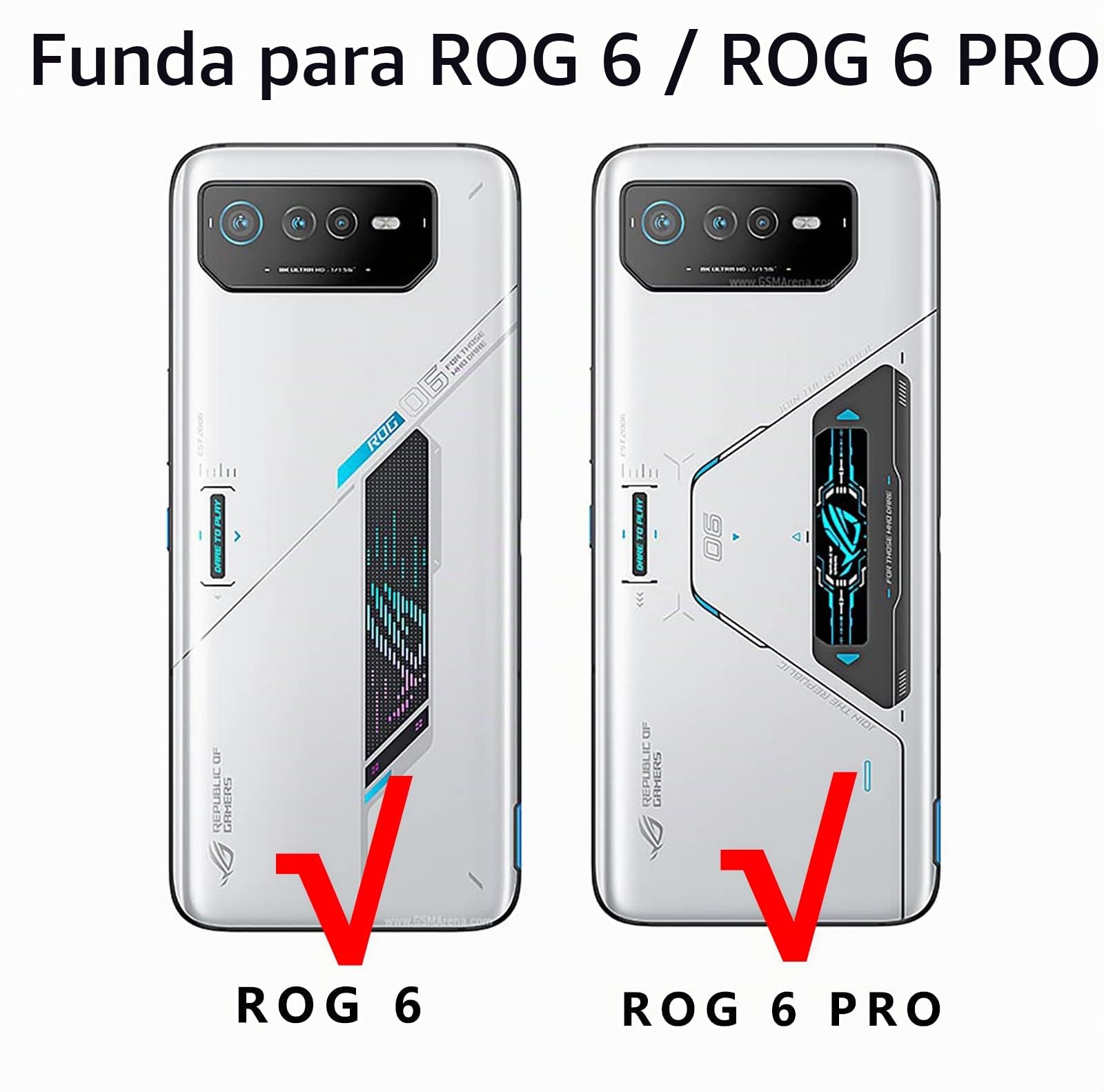 GIOPUEY Funda para ASUS ROG Phone 6/6D/6 Pro, [Doble Proteccion] Transparente PC + Suave Silicona TPU Ensamblado Case, Ultrafino Comodidad Antideslizante Cover (Negro)