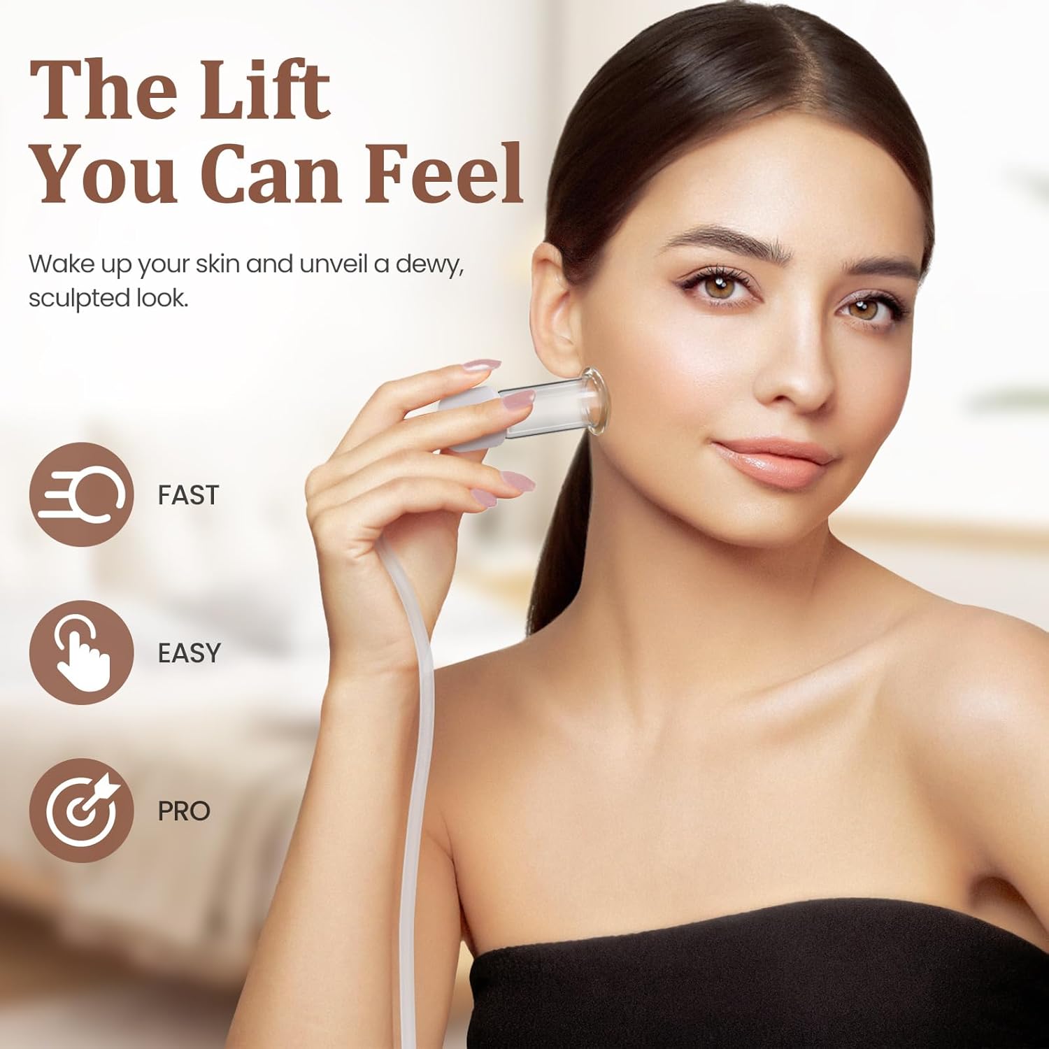 Electric Facial Cupping Therapy Set, 3-in-1 Face Cupping, Gua Sha & Massage Tool for Skin Care, 6 Pcs Glass Facial Rejuvenation Device for Sculpting, & Toning Chin, Jawline & Neck - Image 2