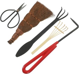 SHINEOFI 5pcs Bonsai Tree Kit Garden Tool Set for Plant Pruning and Soil Loosening with Hand Rake and Gardening Scissors, Sturdy Gardening Hand Tools for Indoor and Outdoor Bonsai Care