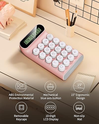Miniatura 2 de Calculadora de interruptor mecánico calculadora linda rosa calculadora de escritorio de pantalla LCD grande de 10 dígitos calculadora financiera de