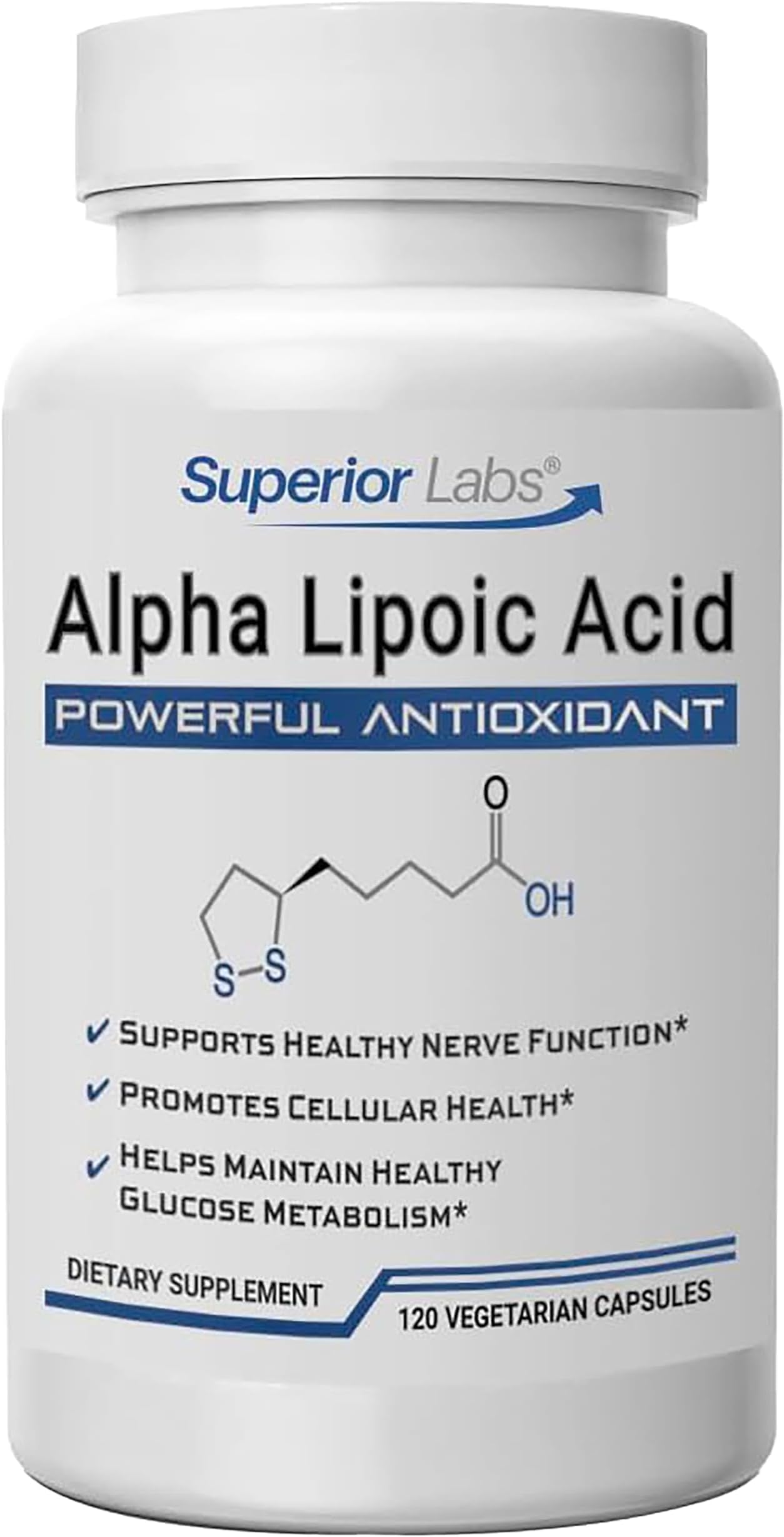 Superior Labs Alpha Lipoic Acid 600 mg Capsules, Pure Non-GMO ALA, High Absorption, Nerve Support, Healthy Circulation and Nerve Response, Healthy Aging Antioxidant, 120 Veg Caps, 4-Month Supply