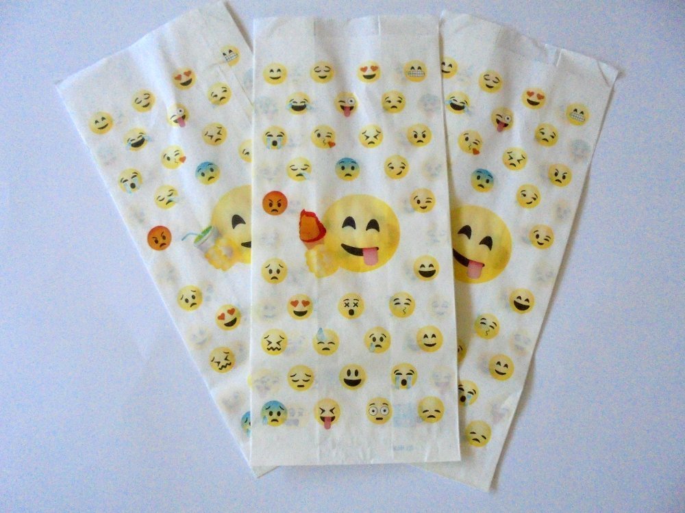 PZ 500 sacs en Papier 14 x 30 fantaisie emoticône Emoji enveloppe pour aliments Sac politenato Paper Bag