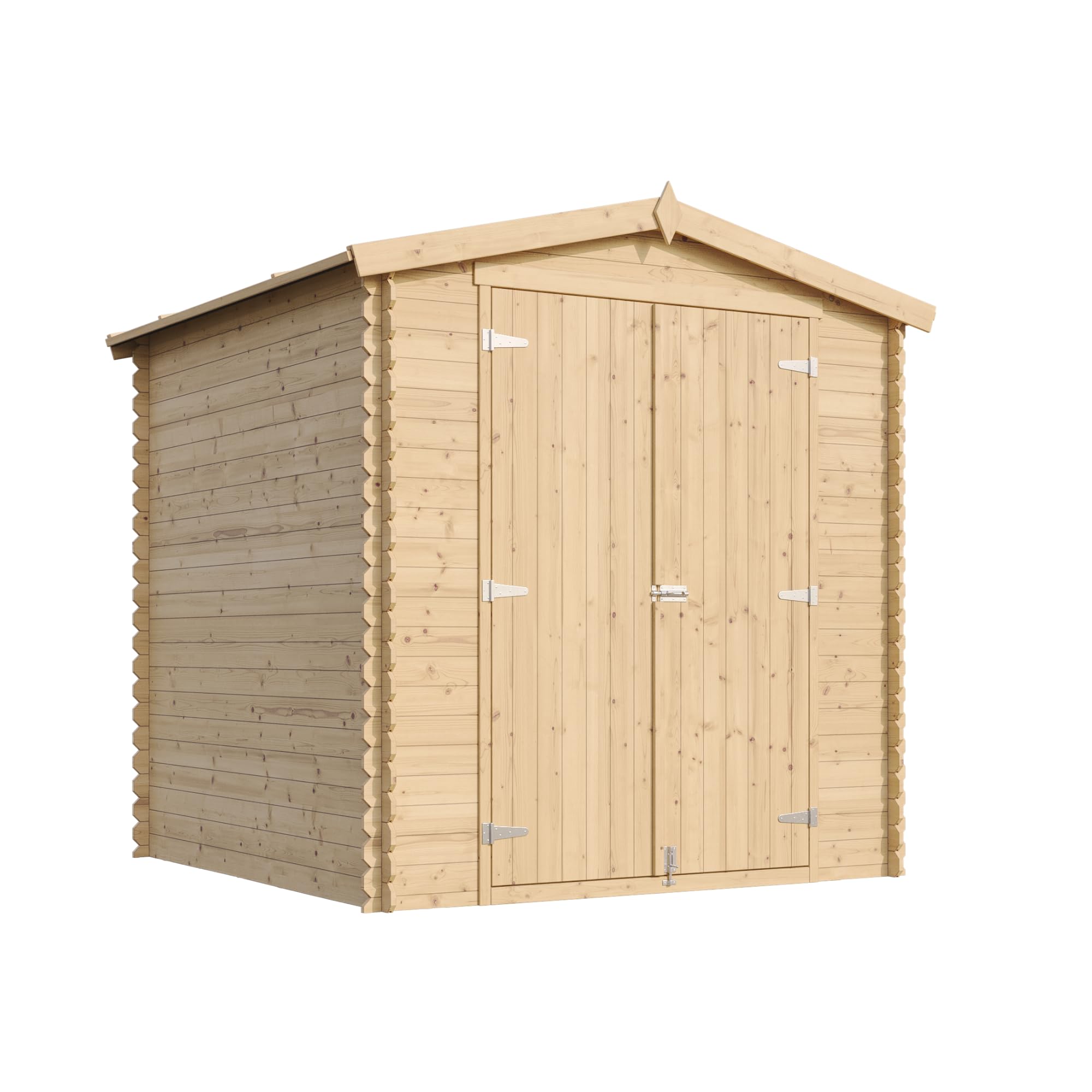 TIMBELA M343C1 drewniany domek ogrodowy, 3,53 m², sosna/świerk, szopa na narzędzia o grubości ścianki 19 mm, drewniany domek na narzędzia ogrodowe i rowery, podwójne drzwi, bez dna