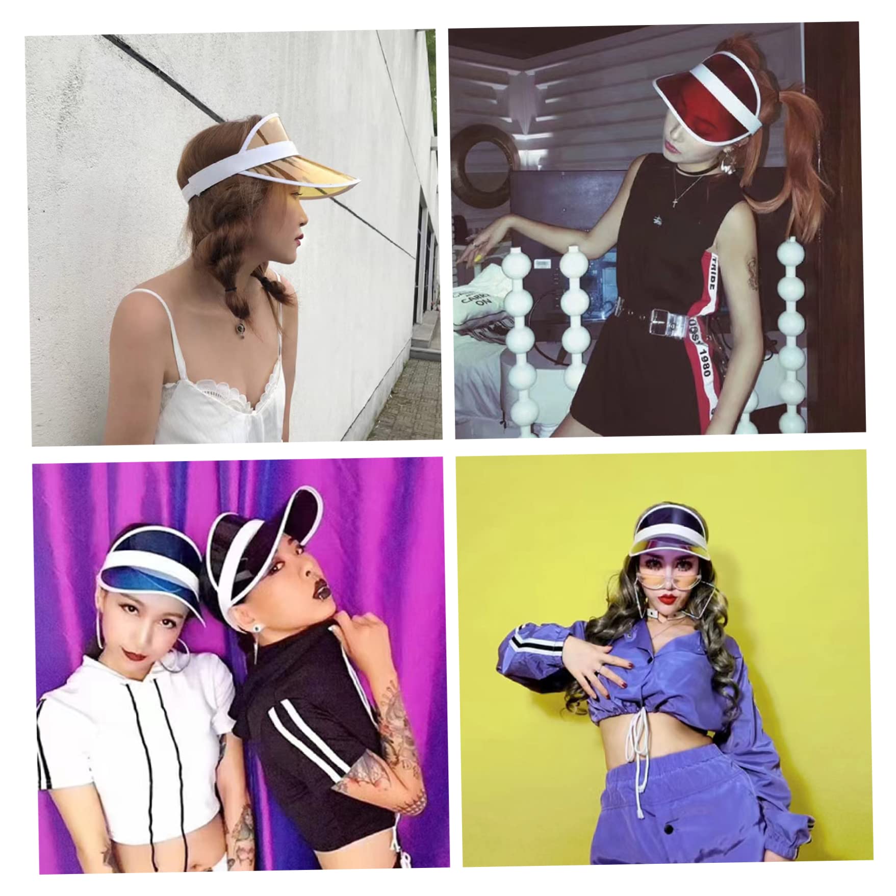 8 Uds. Viseras de plástico para Mujer, Visera Deportiva de Verano para Pub, Golf, Visera de neón para Exteriores de los años 80, Accesorios para Disfraces, Juego de Recuerdos de Fiesta
