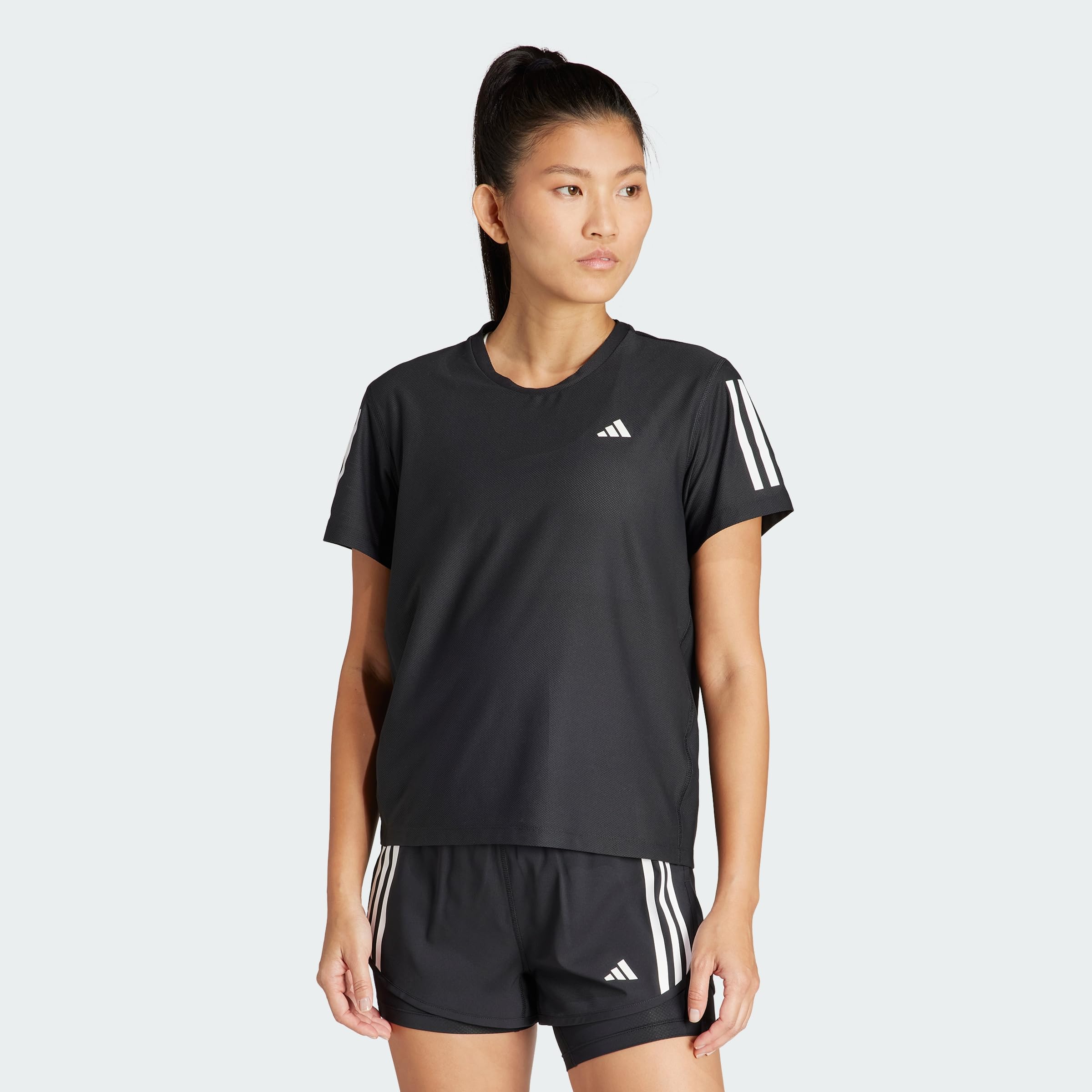 adidas Women's Own The Run Base Tee, Black/Reflective, XS