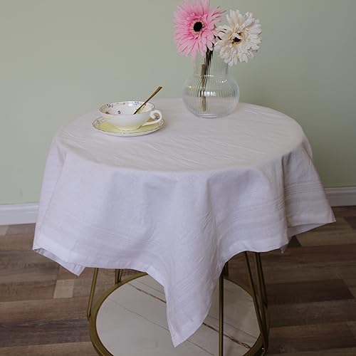 Mantel cuadrado pequeño blanco de 30 x 30 pulgadas, mantel con patrón de lino y algodón, lavable, para fiestas, cafeterías, pícnic, comedor,