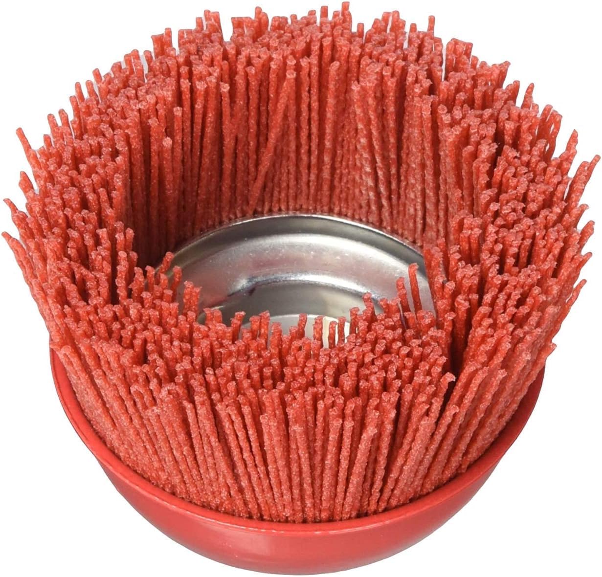Abrasive 180 Grit Nylon Bristle Cup Brush - 6 Inch - Safe for Use on Metal, Wood, Aluminum and Plastic Surfaces (1)